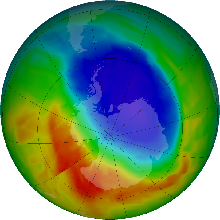 Antarctic ozone map for 10 October 2012